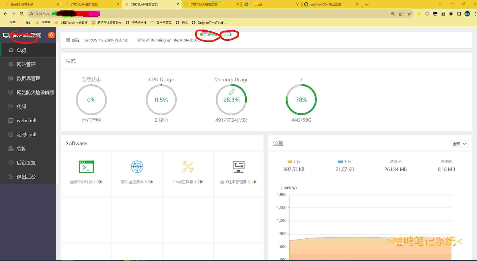花了一上午的时间又优化了宝塔面板, 以及修复了一些ui的bug.-(也许在新版本被官方修复, 但此服务器不便于升级)--无密!