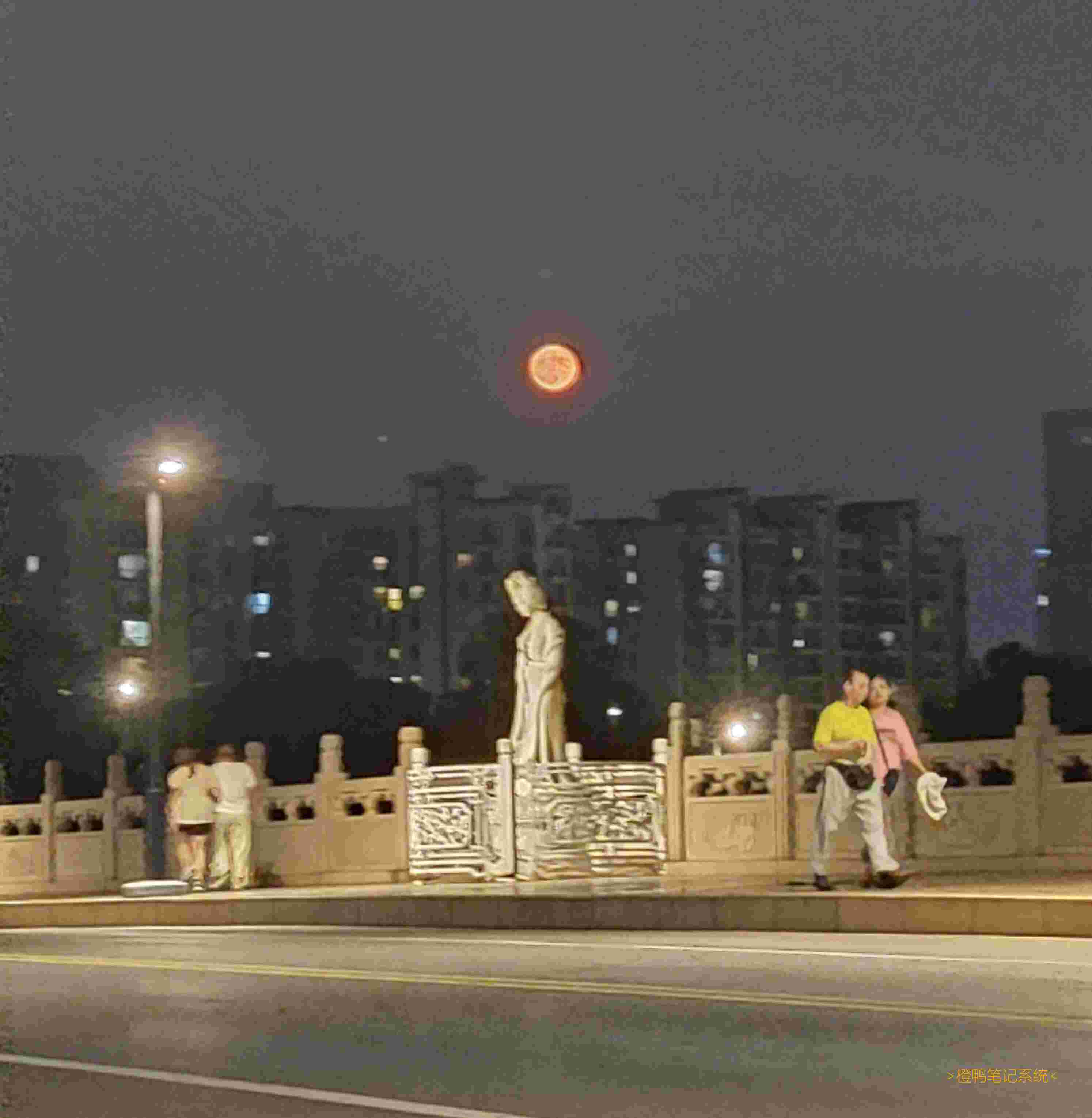 在花神湖拍到了橙色月亮哦! 